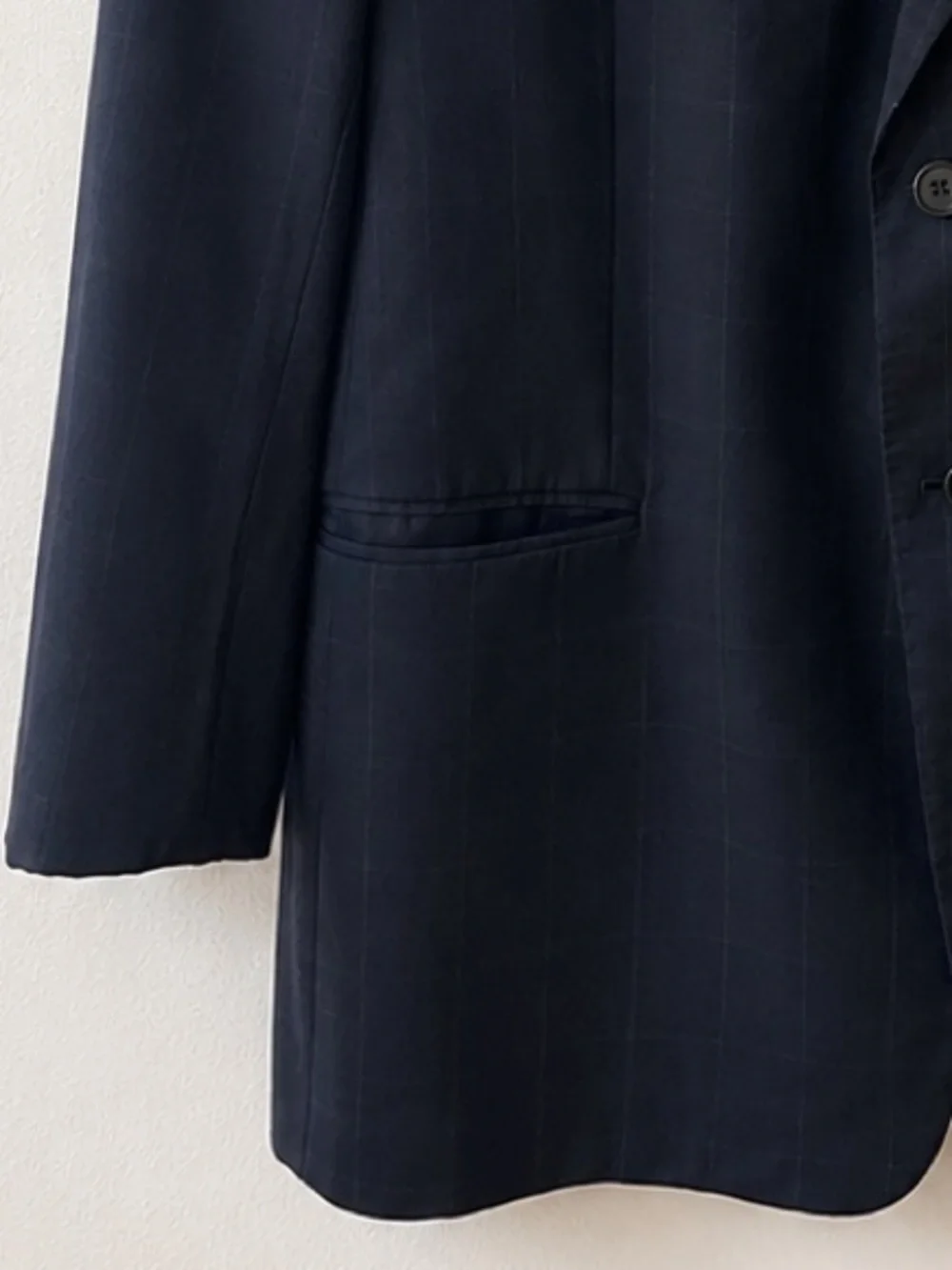 Armani Collezioni Black Wool Blue Windowpane Blazer Jacket 42R Italy